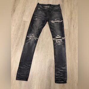 AMIRI MX1 Ripped Slim Leg Jeans Ribbed Inserts Sz 29